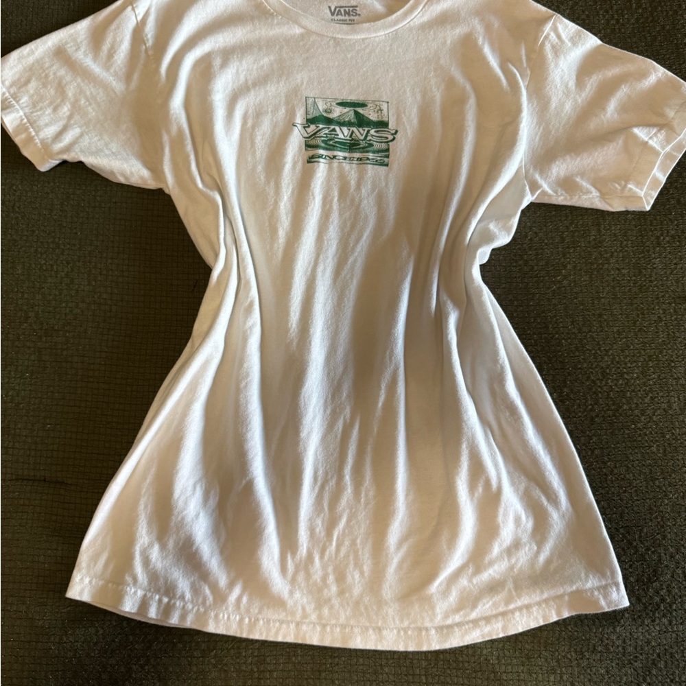 Vans White Tee with Green Graphic